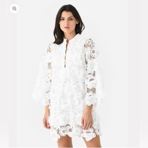 Elegant White Floral Lace Mini Dress